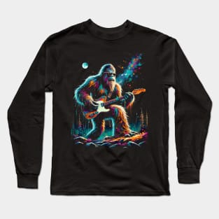 Guitar Sasquatch Bigfoot Rock Music Band Novelty Funny Sasquatch Long Sleeve T-Shirt